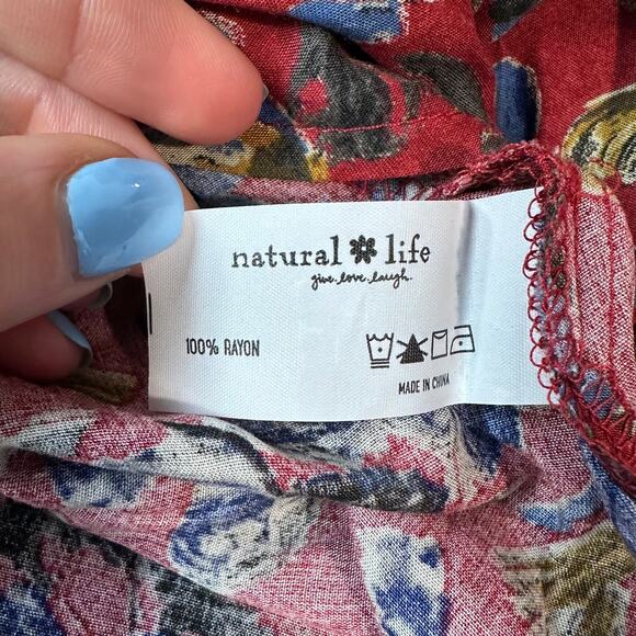 Natural Life Megan Smocked Midi Dress Floral Ruffle Square Neck Sleeveless Boho - Picture 11 of 12